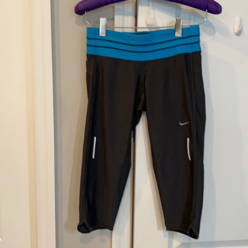 Nike Dri Fit Gray and Blue Capri Leggings